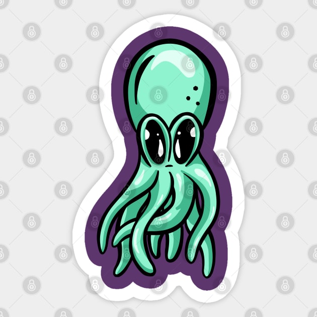 Cute Green Octopus Illustration Cartoon Sticker by Squeeb Creative